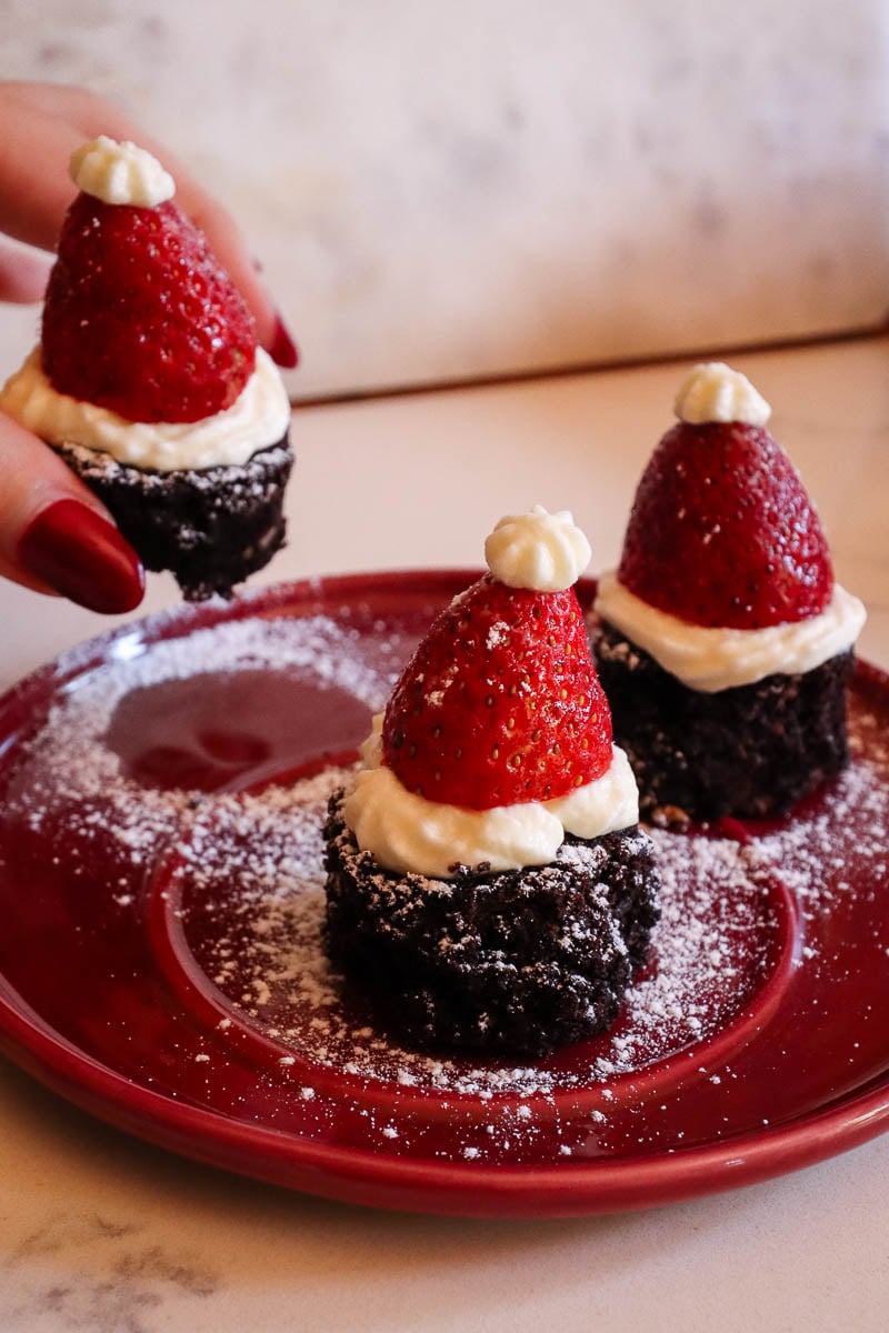 Santa brownie bite hats