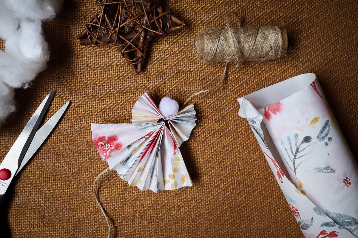 Wrapping paper angel ornament
