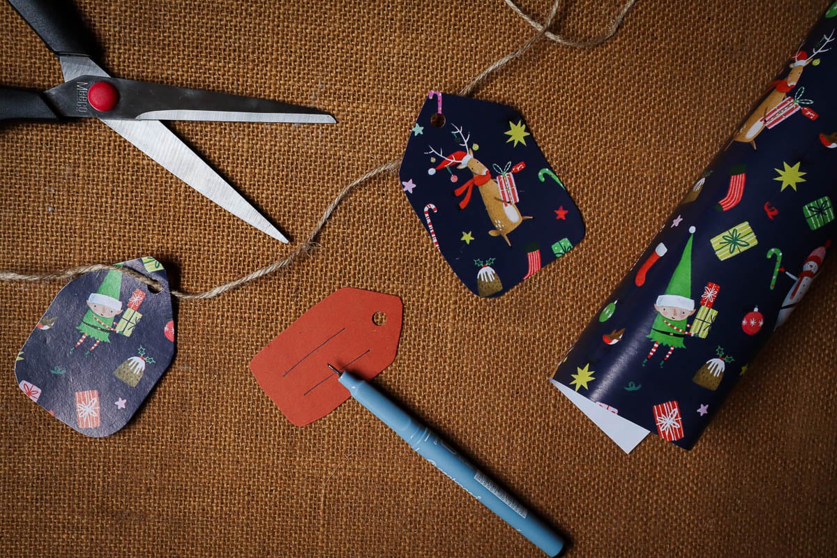 gift tags made from wrapping paper