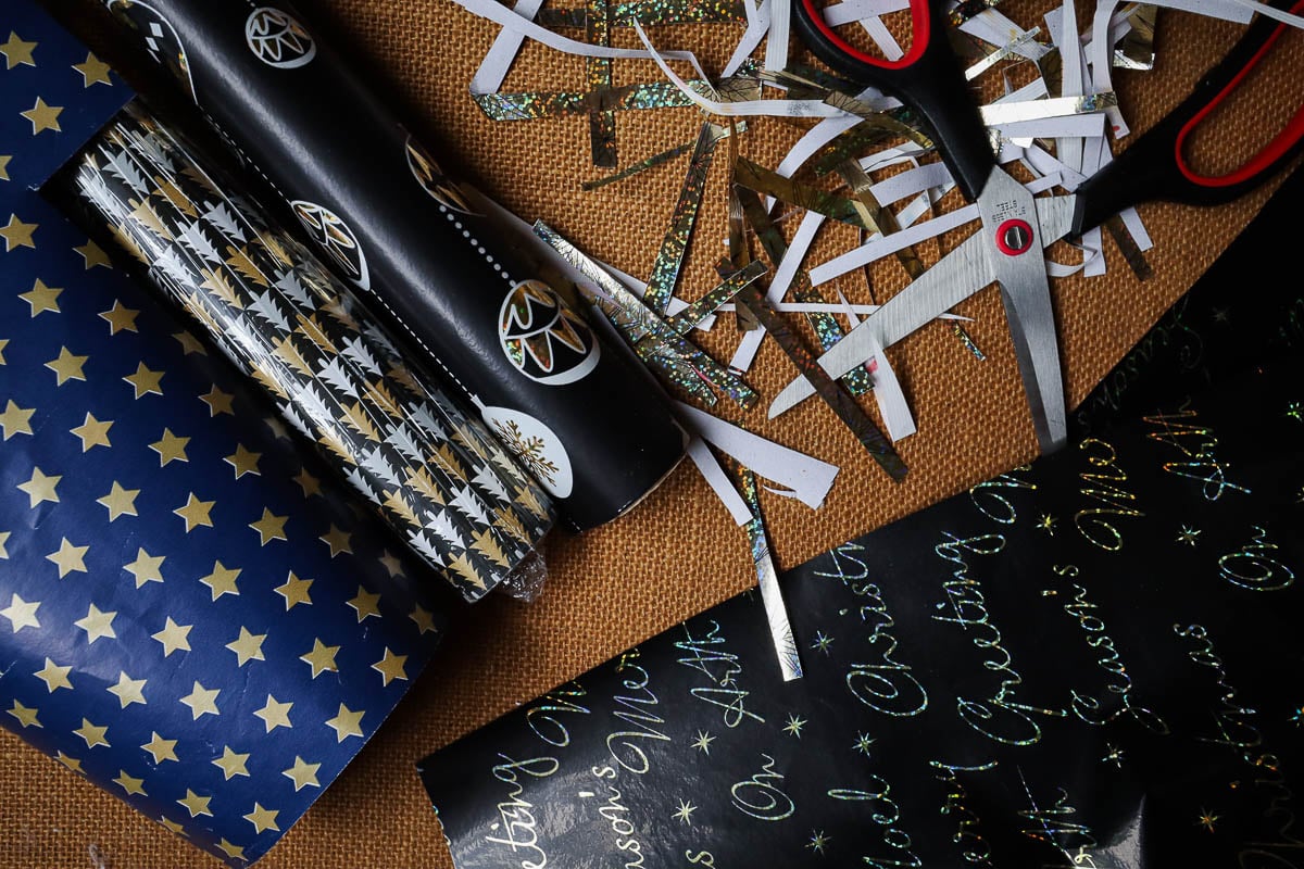 Wrapping paper and scissors