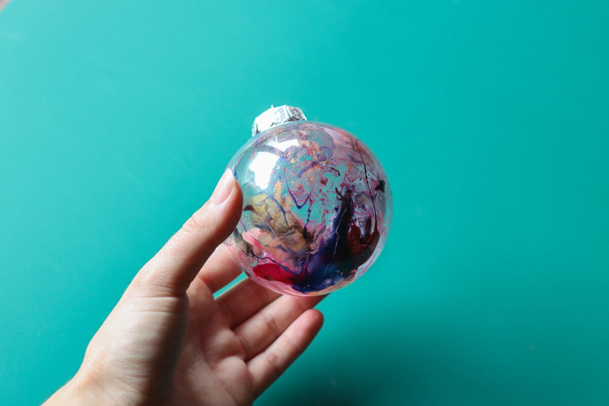 Nail polish inside Christmas bauble