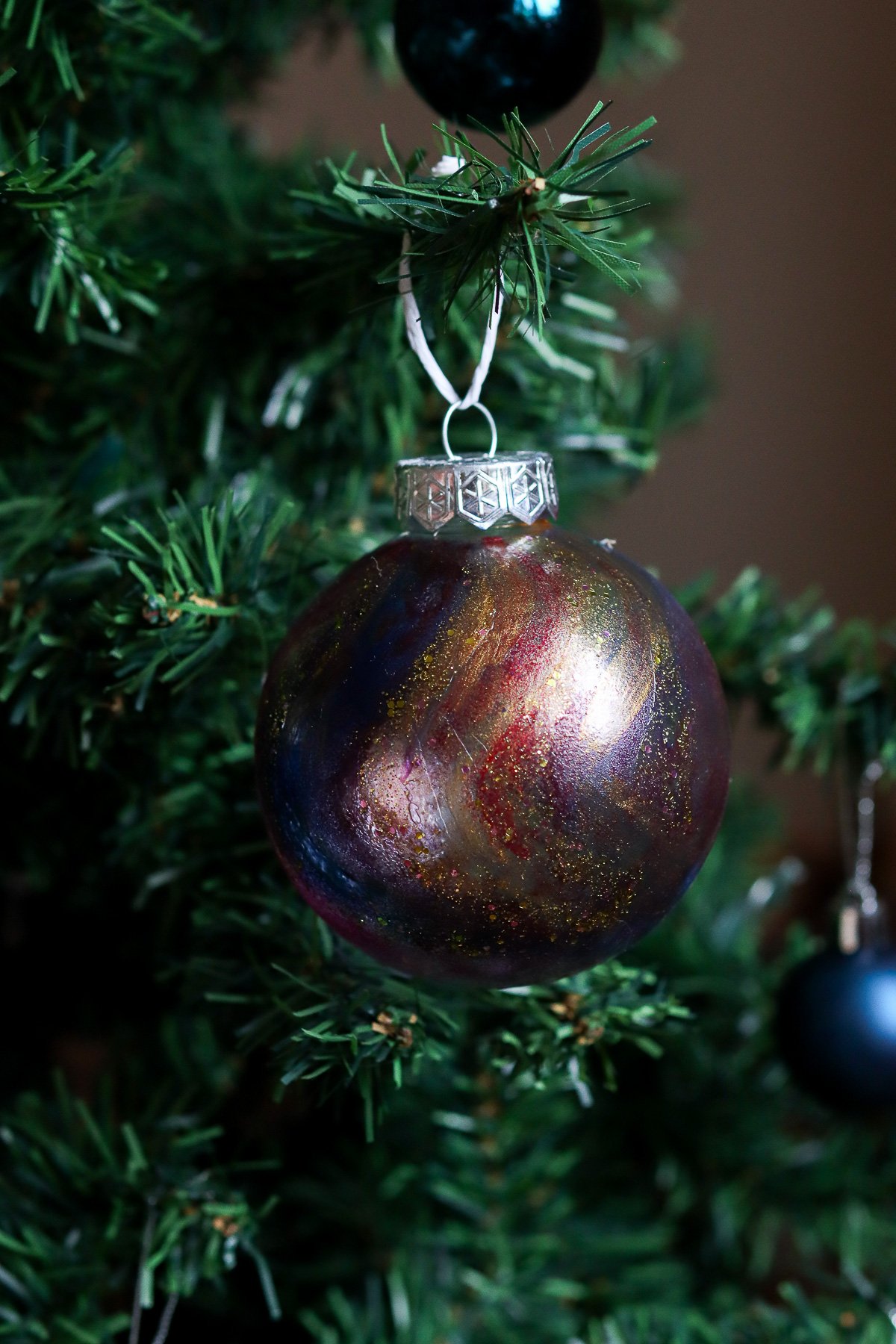 Christmas ornament made with nail polish