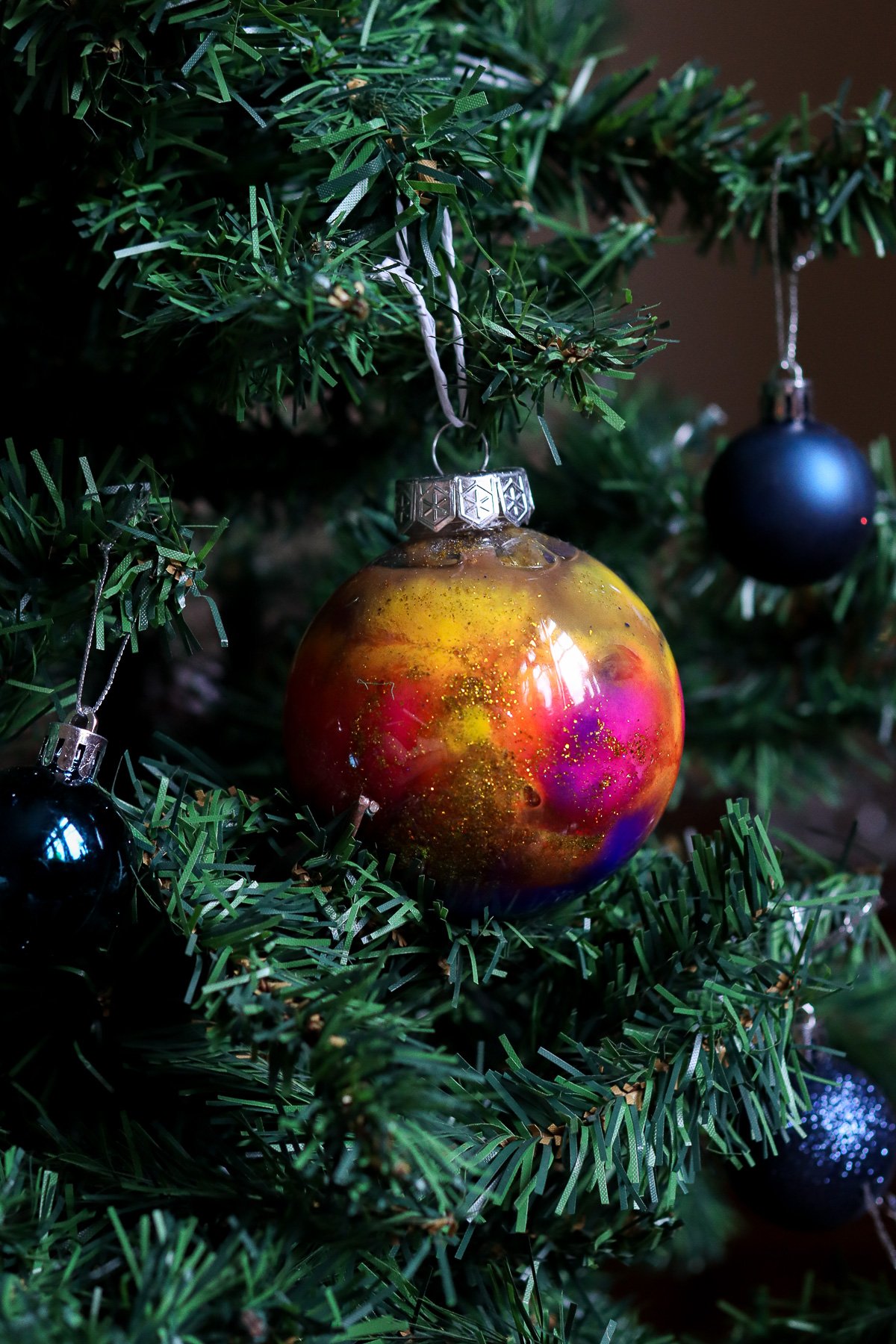Galaxy Christmas ornament on Christmas tree