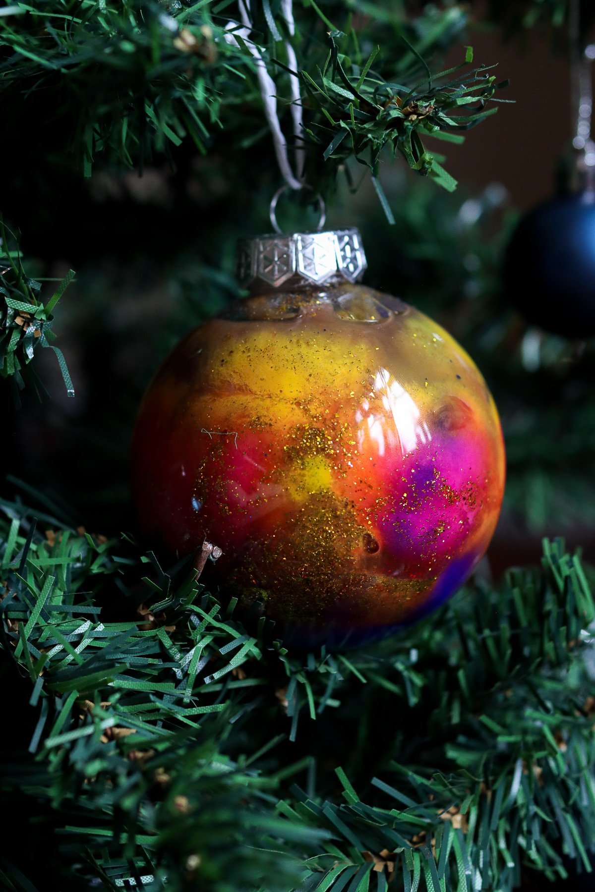 Galaxy ornament made with cotton balls