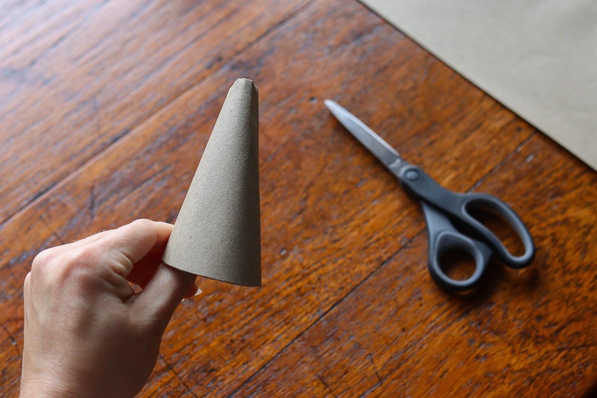 Hand holding cardboard cone