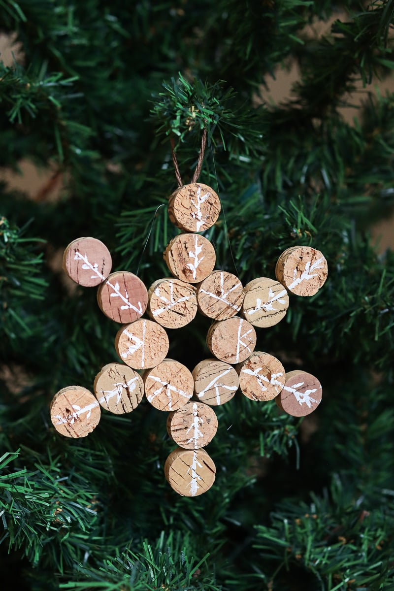 Snowflake ornament made from corks